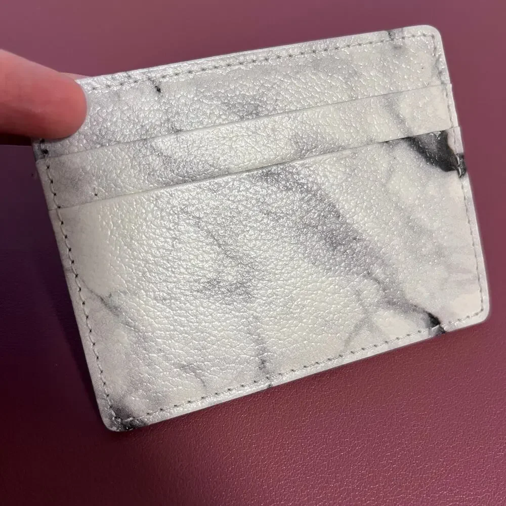 Public Opinion Credit Card Wallet Marble Gray & White NEW